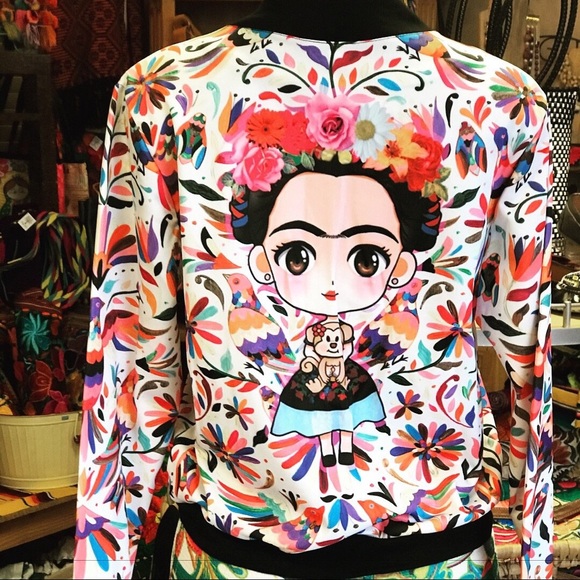Cielito Lindo Jackets & Blazers - Frida Kahlo Otomi Style Striped Bomber Jacket
